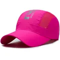 Breathable rose red quick-dry sports baseball cap with mesh side panels and logo - One Size Adjustable / Rose Red (RS Style)