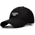 Zwarte katoenen baseballpet voor grote hoofden met wit 3D-geborduurd logo - Eén Maat Verstelbaar / Zwart