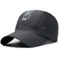 Quick-dry dark grey baseball cap with breathable mesh side panels and silver logo - One Size Adjustable / Dark Gray (RS Style)