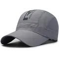 Grey quick-dry mesh baseball cap with artistic lettering for outdoor sports sun protection - One Size Adjustable / Light Gray (RS Style)