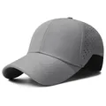 Grey and black quick-dry baseball cap with laser-perforated side vents and stretch fit - One Size Adjustable / Light Gray