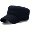 Klassische Herren-Militärkappe aus dicker Wolle mit flacher Oberseite in elegantem Marineblau - Einheitsgröße Verstellbar / Marineblau
