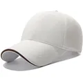White baseball cap with brown sandwich trim, breathable mesh fabric and classic design - One Size Adjustable / Sandwich Mesh White