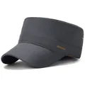 Dark grey flat top cadet cap in ripstop fabric with gold metal JungleBill logo side - One Size Adjustable / Dark Gray