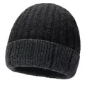 Winter unisex ribbed knit beanie in classic black finish for outdoor warmth - One Size / Cuffed Knit Hat (6086821518187) / Dark Gray