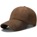 Dark brown faux suede baseball cap with a classic six-panel design and warm winter lining - One Size Adjustable / Dark Brown