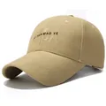 Klassieke kaki twill baseballpet met USA borduursel en een gebogen klep - Eén Maat Verstelbaar / Khaki