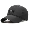 Waterproof quick-dry running baseball cap in dark grey with sports patch branding - Standard / Black