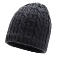 Men's dark gray knit beanie with warm fleece lining and classic braided pattern - One Size / Gray