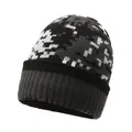 Gorro de punto de invierno con patrón de camuflaje de píxeles gris y puño acanalado - Talla única / Gris