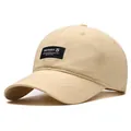 Khaki quick-dry sports baseball cap with black brand patch and sun protection fabric - Standard / Khaki