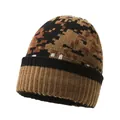 Gorro de invierno de punto para hombre con diseño de camuflaje pixelado café - Talla única / Marrón