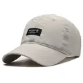 Light grey quick-dry sports baseball cap with black brand patch logo and curved brim - Standard / Light Gray