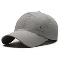 Grey quick-dry mesh baseball cap with mountain peak logo and breathable laser-cut holes - Adjustable / Light Gray