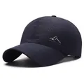 Dark blue quick-dry baseball cap with mountain print and breathable perforated mesh - Adjustable / Navy Blue