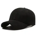 Casquette de baseball en velours côtelé noir classique avec texture nervurée vintage - Taille unique / Noir