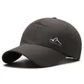 Dark grey quick-dry baseball cap with white mountain print and breathable mesh texture - Adjustable / Dark Gray