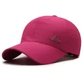 Rose red quick-dry baseball cap with mountain print and perforated breathable fabric - Adjustable / Rose Red