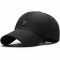 Unisex black breathable mesh baseball cap with R-letter shield patch and curved brim - Black