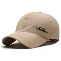 Khaki quick-dry baseball cap with utility side labels and breathable mesh fabric - Adjustable / Khaki