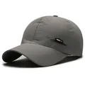 Dark grey quick-dry baseball cap with utility side print and rubber logo detail - Adjustable / Light Gray