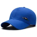 Quick-dry navy blue mesh baseball cap featuring a side rubber sport label and curved brim - Adjustable / Sapphire Blue