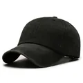 Berretto da baseball vintage in cotone nero lavato in stile minimalista con visiera curva - Regolabile / Nero
