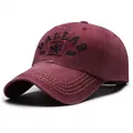 Casquette de baseball bordeaux vintage avec broderie Dallas et finition coton délavé - Rouge