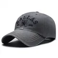 Casquette de baseball gris foncé délavé vintage avec broderie Dallas et patch étoile - Gris foncé