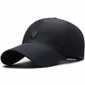 Black breathable mesh baseball cap with R shield logo and quick-dry sun protection - Navy Blue