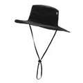 Chapeau bob noir en coton pour homme avec large bord solaire et cordon de serrage réglable - Réglable / Noir