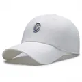 White quick-dry baseball cap featuring a premium blue and silver C letter embroidery - Adjustable / White