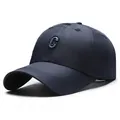 Navy blue quick-dry baseball cap with 3D embroidered letter C and reinforced brim - Adjustable / Navy Blue