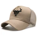 Cappellino trucker khaki a 5 pannelli con ricamo nero e visiera curva - Taglia Unica Regolabile / Cachi