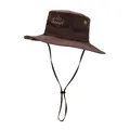 Chapeau de soleil homme marron foncé avec broderie montagne et cordon ajustable - Réglable / Marron
