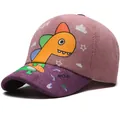 Kinder-Baseballkappe aus Cord in Rosa und Lila mit süßem buntem Dino-Aufdruck - Rosa