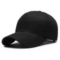 Gorra de béisbol negra clásica de 6 paneles con visera curva y textura de sarga de algodón - Ajustable / Negro