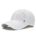 White quick-dry sports baseball cap with breathable laser-cut vents and S logo detail - One Size / White
