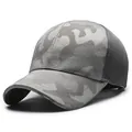 Breathable gray camo mesh baseball cap with curved brim for outdoor summer sun protection - Camouflage / Light Gray