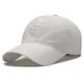 Casquette de baseball en mesh gris clair respirante avec broderie de bouclier - Réglable / Blanc