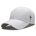 Berretto da baseball bianco con ricamo a croce nera laterale e visiera curva classica - Taglia Unica Regolabile / Bianco