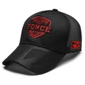 Berretto da baseball in rete nera traspirante con logo ricamato rosso e visiera curva - Taglia Unica Regolabile (56-60cm) / Nero Rosso