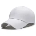 Classic white 6-panel composite baseball cap with curved brim and solid color design - Adjustable / White