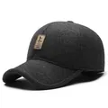 Warme Winter-Baseballkappe für Herren mit Ohrenschutz und besticktem Logo-Patch - Einheitsgröße Verstellbar / Grau