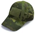 Tactical jungle camouflage baseball cap with front velcro patch area and ripstop fabric - One Size Adjustable / Army Green Camo