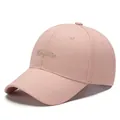 Rosa Baumwoll-Baseballkappe mit goldener Schreibschrift-Stickerei und klassischem Schirm - Einheitsgröße Verstellbar / Rosa