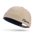 Retro khaki dockers hat with Sports embroidery and adjustable metal eyelet strap - Deep Beige