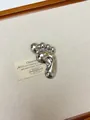 Polished silver foot-shaped brooch on textured fabric with a minimalist French retro style - 60 Silver Footprint Shape (XZ0133) / Silver