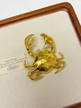 Irregular textured gold crab brooch with minimalist vintage aesthetic for women - 57 Gold Large Crab (XZ0136) / Gold