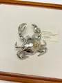 Elegant silver crab brooch with minimalist metallic finish on textured fabric - 58 Silver Large Crab (XZ0137) / Silver